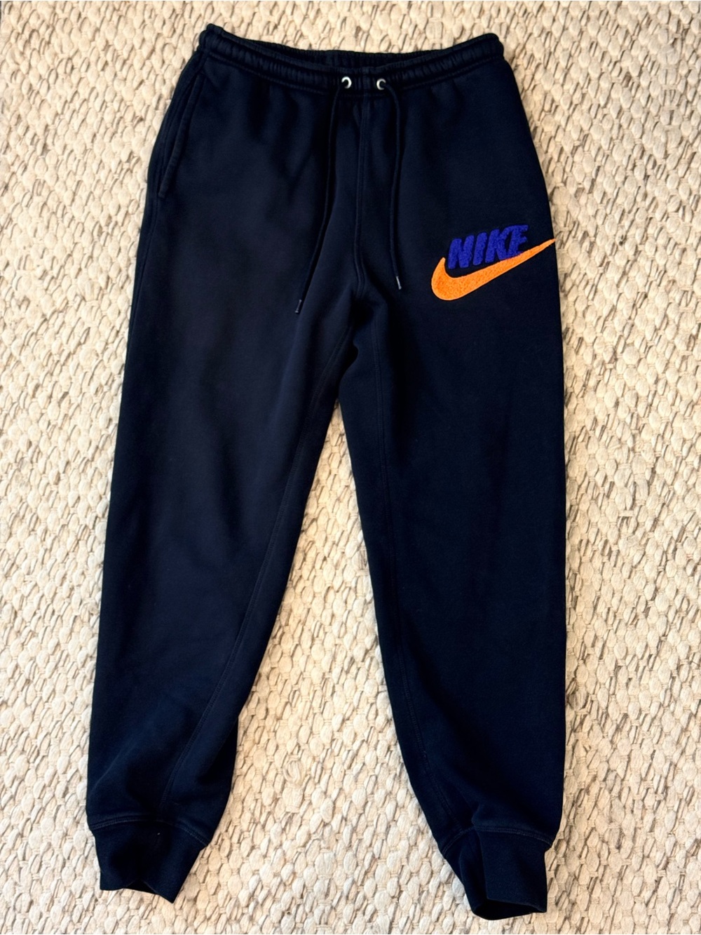 Nike Men’s Small Black Jogger Sweatpants Purple Orange Big Swoosh
